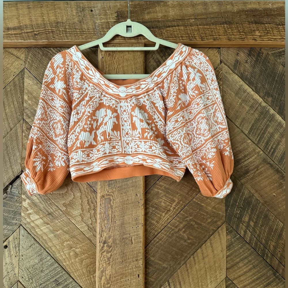 Kukhareva Embroidered Orange cropped Top